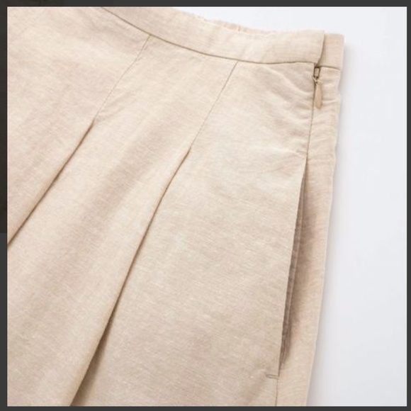 Uniqlo Linen ecru (cream-coloured) high-waisted skirt size S - Picture 2 of 12